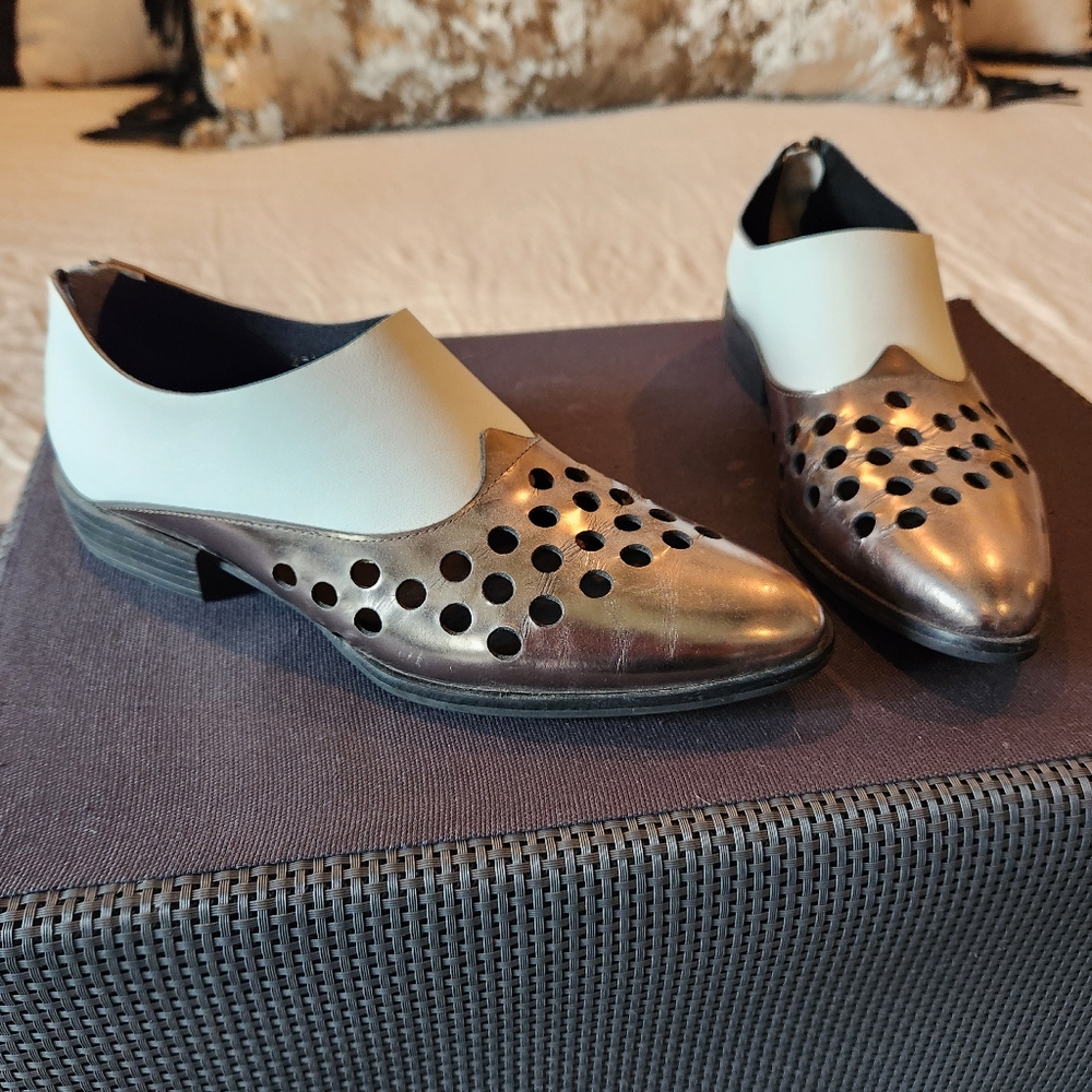 All Black Brand white and silver loafer